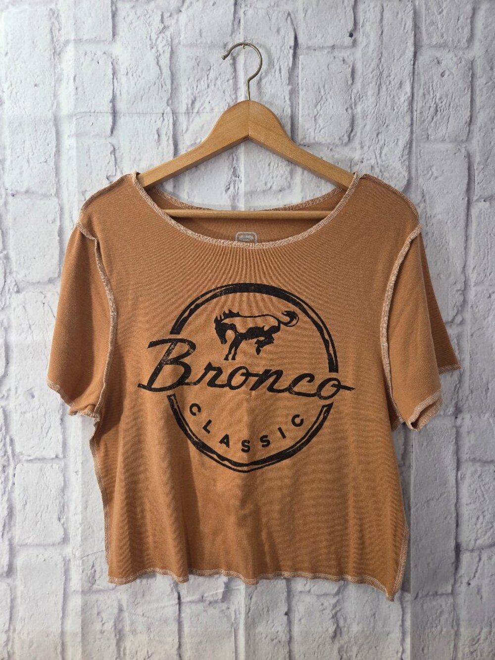 Ford Official Women's 1X Tan Black Logo Short Sleeve  Summer Casual Classic